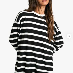 boohoo Black & White Striped Shirt